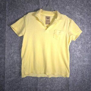 OAS men's Terry Cloth Polo Shirt Short Sleeve Pullover Yellow Size M Swimwear
